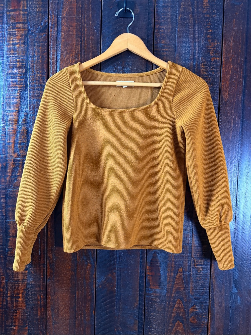 Madewell Fall Colors Square Neck Puff-Sleeve Sweater Top - XXS